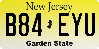 NJ license plate B84EYU