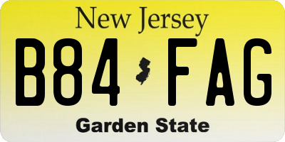 NJ license plate B84FAG