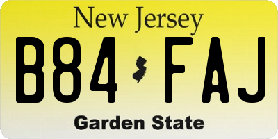 NJ license plate B84FAJ