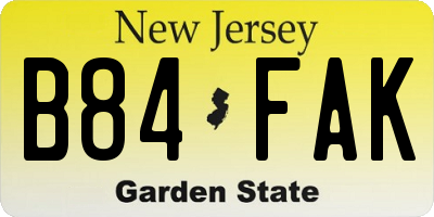 NJ license plate B84FAK