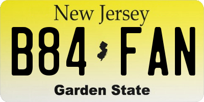 NJ license plate B84FAN