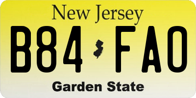 NJ license plate B84FAO