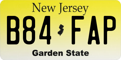 NJ license plate B84FAP