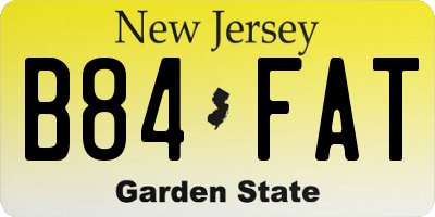 NJ license plate B84FAT