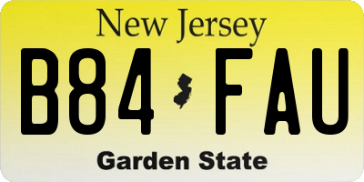 NJ license plate B84FAU