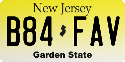 NJ license plate B84FAV