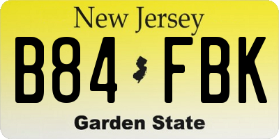 NJ license plate B84FBK