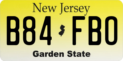 NJ license plate B84FBO