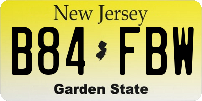 NJ license plate B84FBW