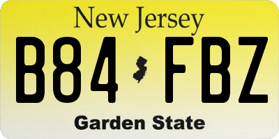 NJ license plate B84FBZ