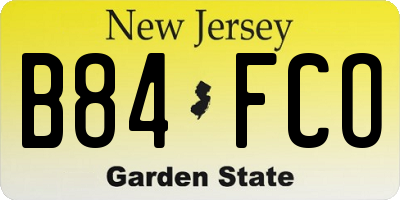 NJ license plate B84FCO