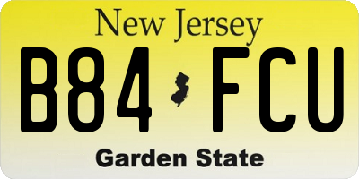 NJ license plate B84FCU
