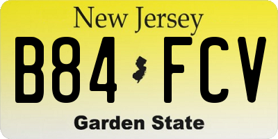 NJ license plate B84FCV