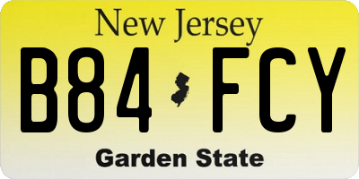 NJ license plate B84FCY