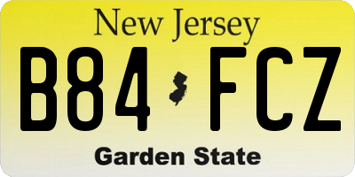 NJ license plate B84FCZ
