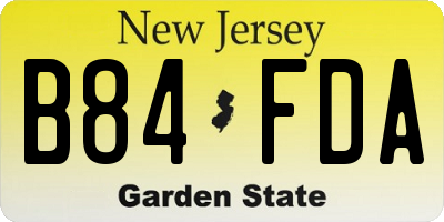 NJ license plate B84FDA