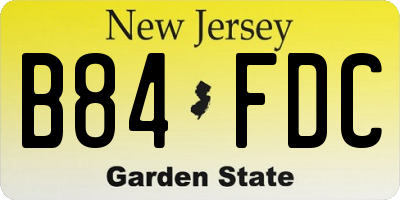 NJ license plate B84FDC