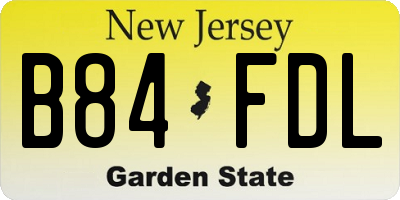 NJ license plate B84FDL