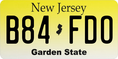 NJ license plate B84FDO