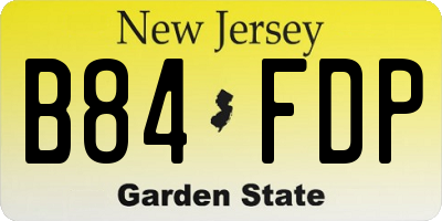 NJ license plate B84FDP