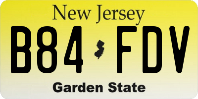 NJ license plate B84FDV