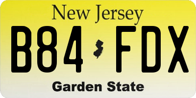 NJ license plate B84FDX