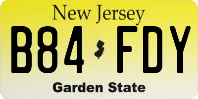 NJ license plate B84FDY