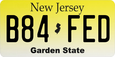 NJ license plate B84FED