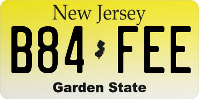 NJ license plate B84FEE