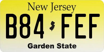 NJ license plate B84FEF