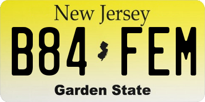 NJ license plate B84FEM