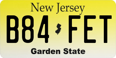 NJ license plate B84FET