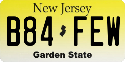 NJ license plate B84FEW