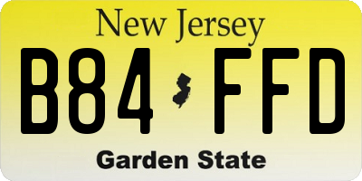 NJ license plate B84FFD