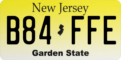 NJ license plate B84FFE