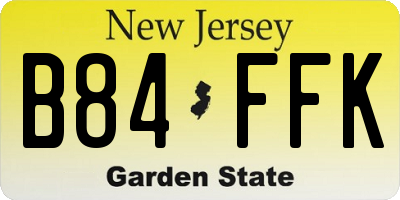 NJ license plate B84FFK