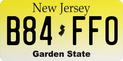NJ license plate B84FFO