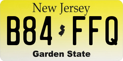 NJ license plate B84FFQ