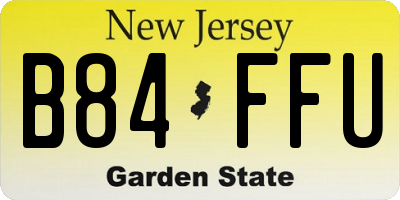 NJ license plate B84FFU