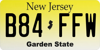 NJ license plate B84FFW
