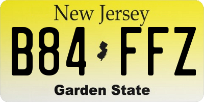 NJ license plate B84FFZ