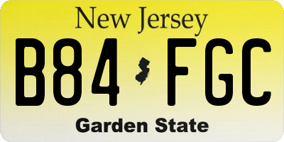 NJ license plate B84FGC