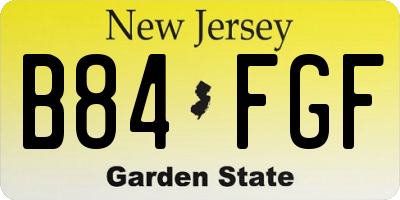 NJ license plate B84FGF