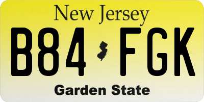 NJ license plate B84FGK
