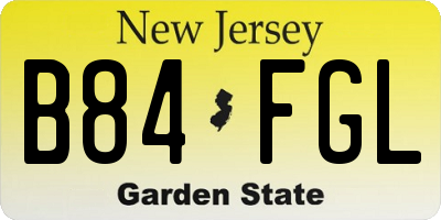 NJ license plate B84FGL