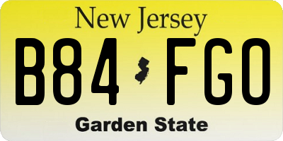 NJ license plate B84FGO