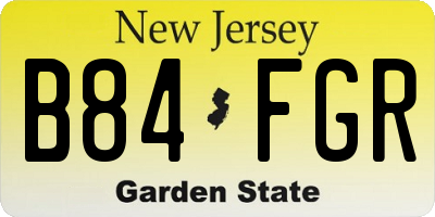 NJ license plate B84FGR