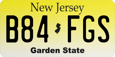 NJ license plate B84FGS