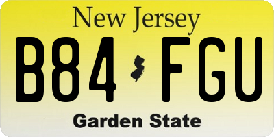 NJ license plate B84FGU
