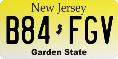 NJ license plate B84FGV